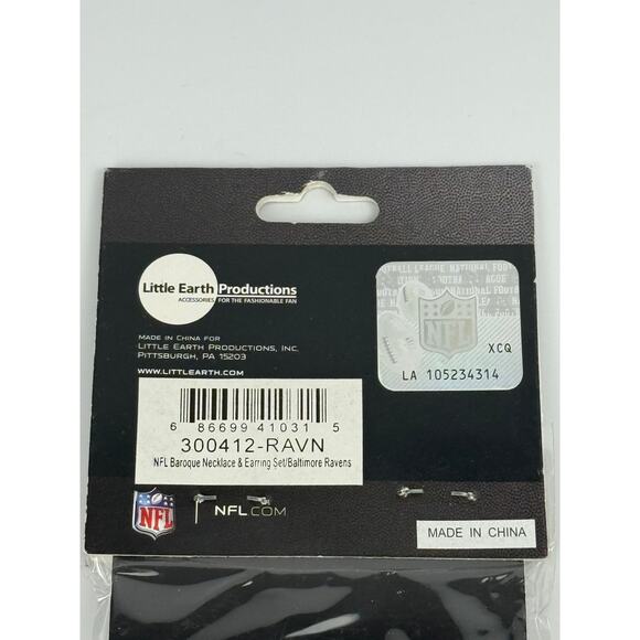 NFL Womens Baroque Team Earring & Necklace Set Baltimore Ravens Gold One Size - Picture 4 of 5